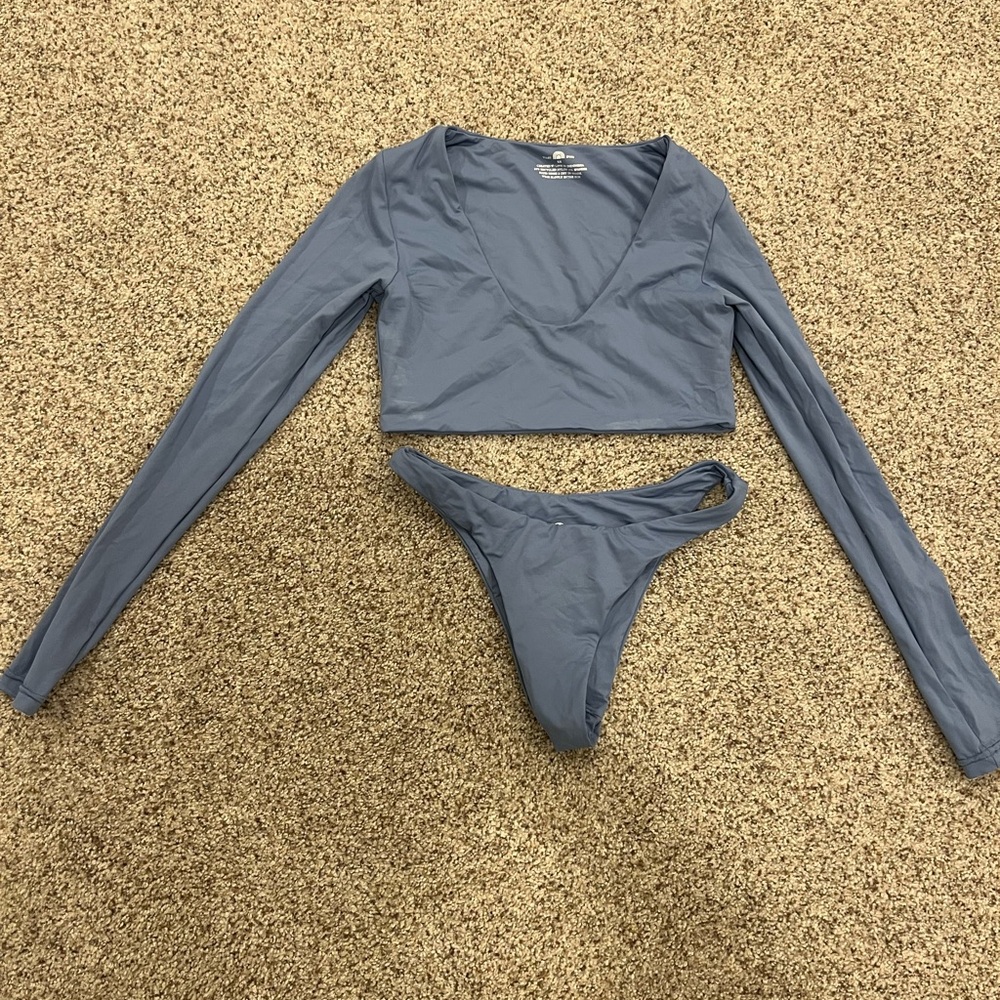 Toast Swim Blue Long Sleeve Bikini Set